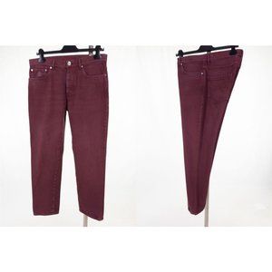 BURNELLO CUCINELLI Mens 48 (33 x 27.5) Five Pocket Denim Jean Pant in Burgundy
